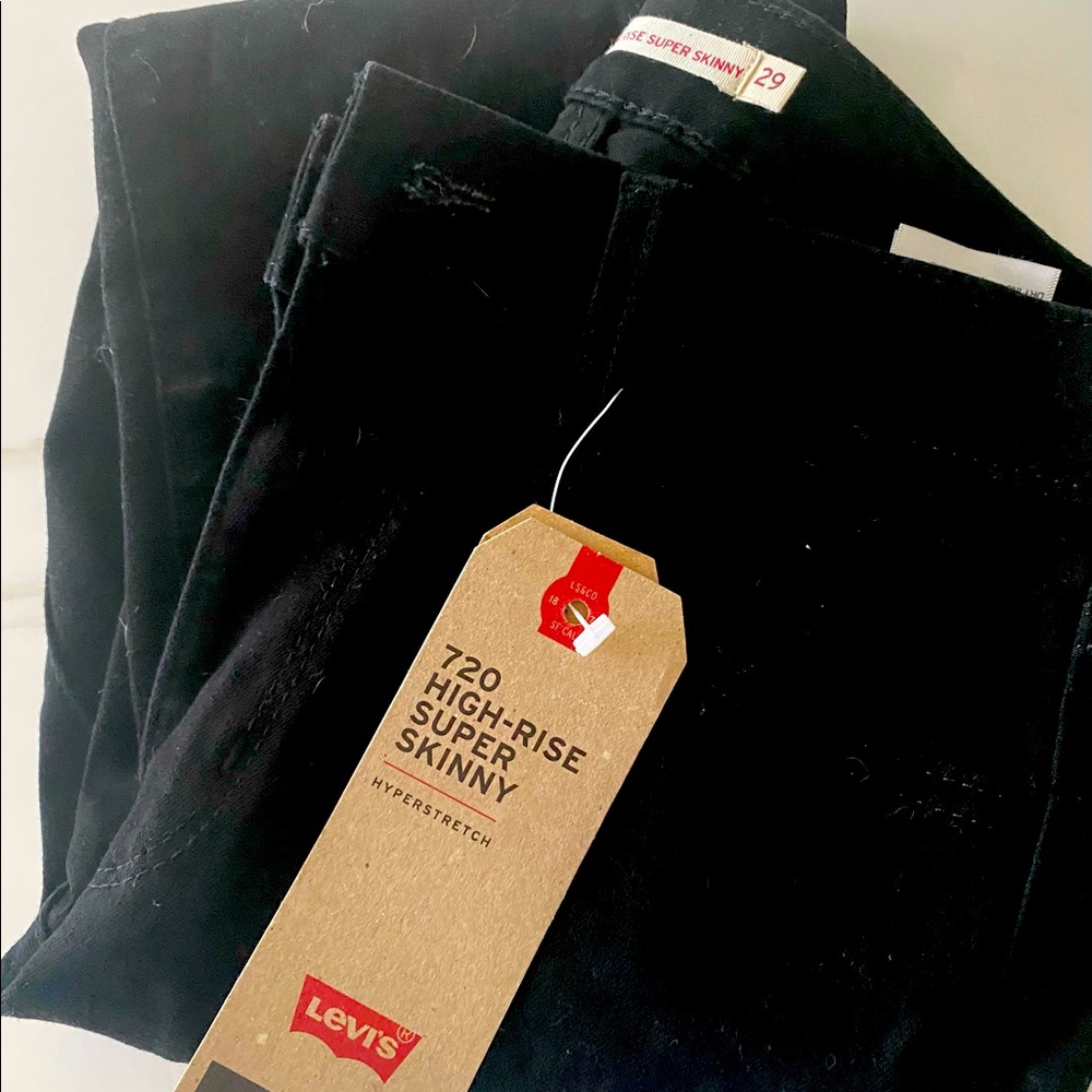 Levi high rise super skinny black jeans